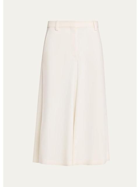 Brunello Cucinelli Couture Wool Gabardine A-Line Midi Skirt