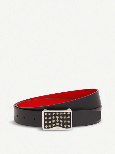 Louis stud embellished-buckle leather belt