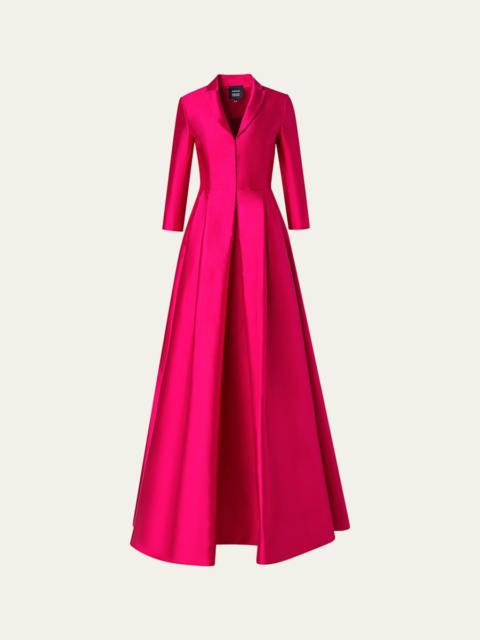 AKRIS Pintuck Silk Coat Dress Gown