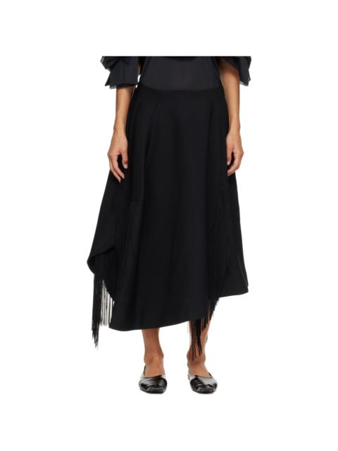 Comme Des Garçons Black Fringe Midi Skirt