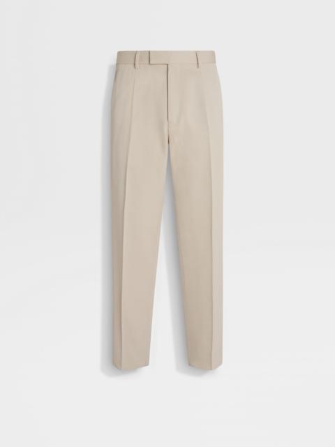 LIGHT BEIGE COTTON AND WOOL PANTS