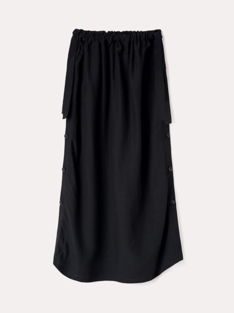 Side button drawstring skirt black