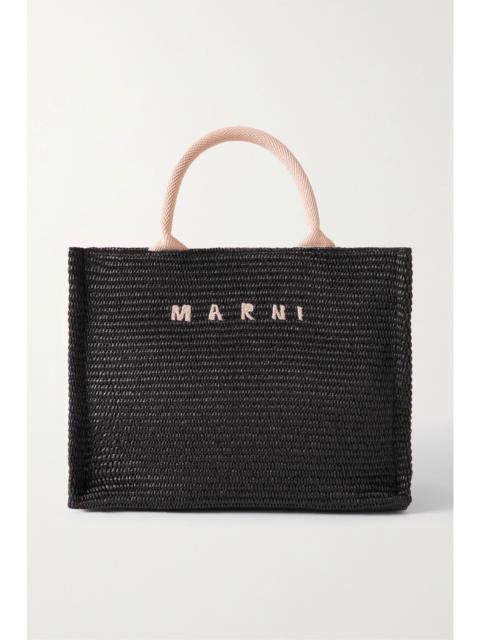 Marni Embroidered raffia tote Black