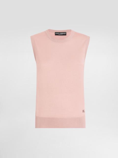 Dolce & Gabbana Wool tank top with DG logo embroidery