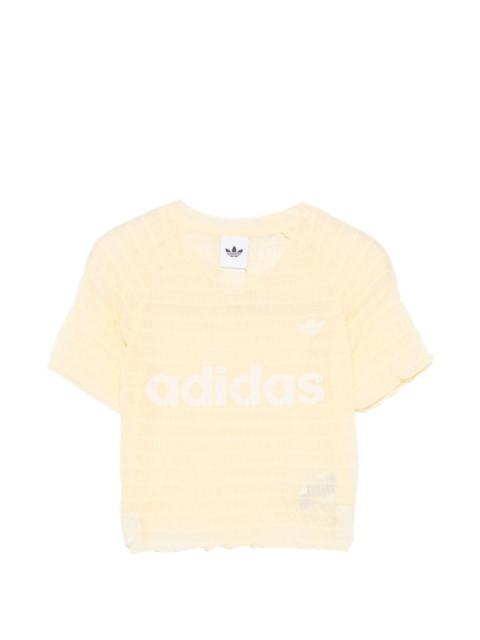 adidas logo-print ruched T-shirt