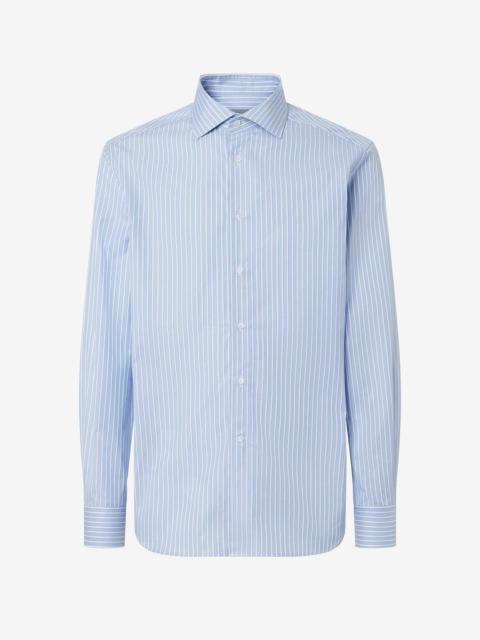 CORNELIANI Light blue and white striped cotton shirt