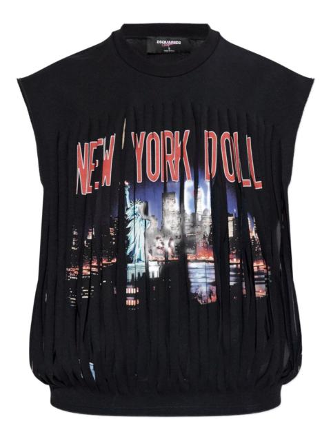 x Vaquera fringed graphic-print cotton T-shirt