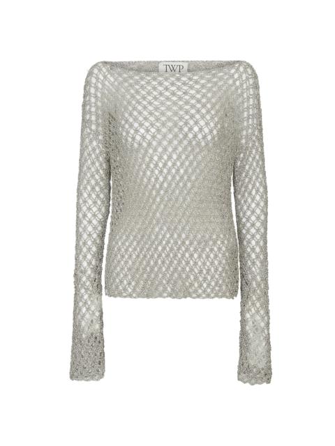 TWP Women's Boatneck Crochet-Knit Top - Pale Champagne