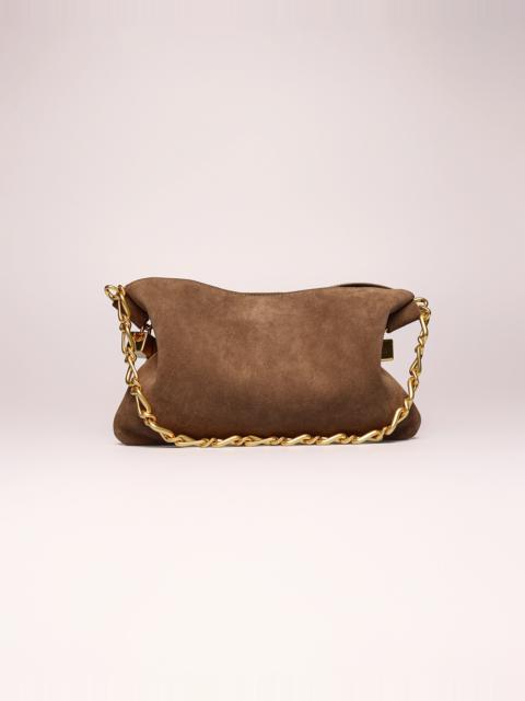 Nanushka THE DICE BAGUETTE - Chain-embellished suede bag - Brown