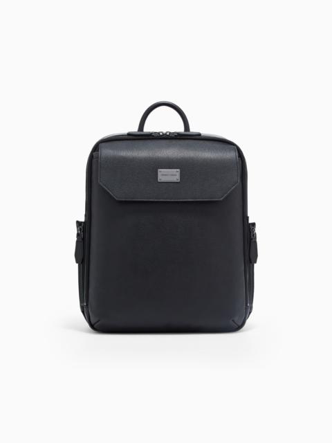 EMPORIO ARMANI TUMBLED LEATHER BACKPACK