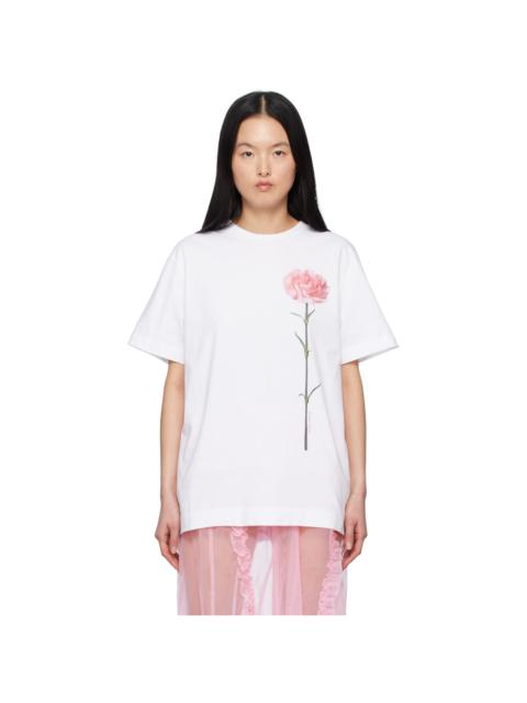 Simone Rocha White Carnation Print Short Sleeve T-shirt