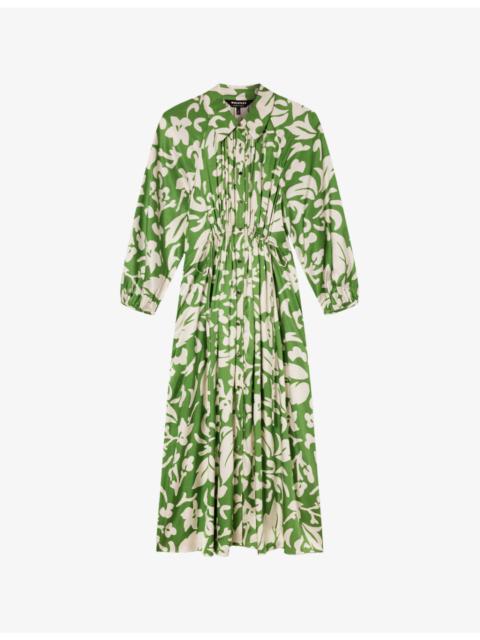 WHISTLES Floral Long-Sleeved Woven Shirt Dress