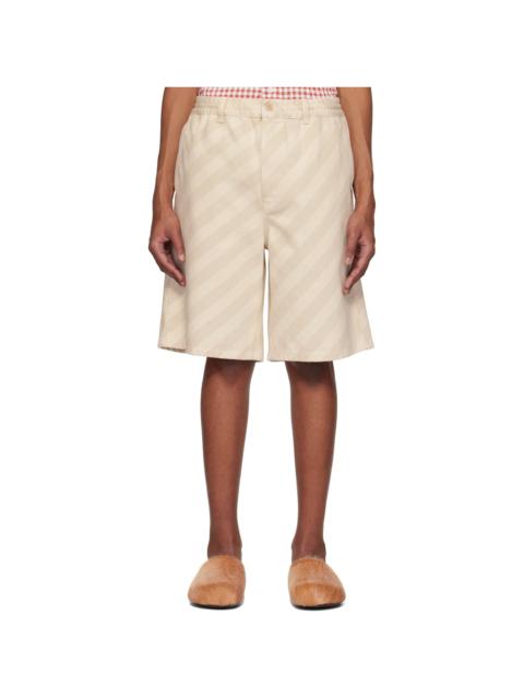 Marni Beige Striped Denim Shorts