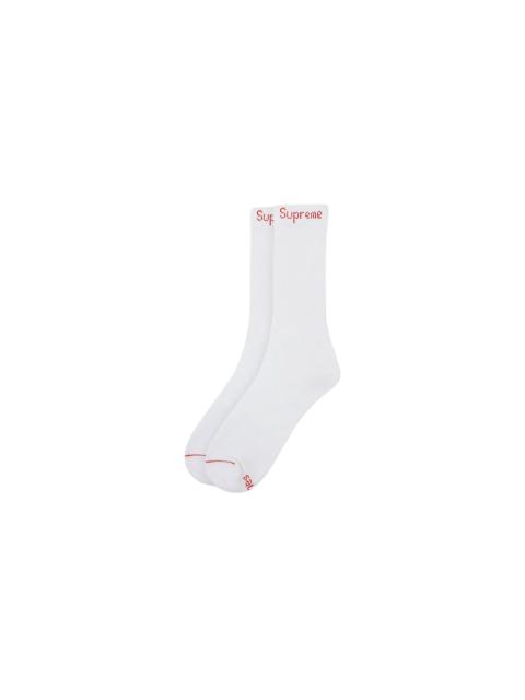 Supreme 대 x MM6 메종 Margiela x Hanes Crew 양말 (1 팩) '화이트 이름 *