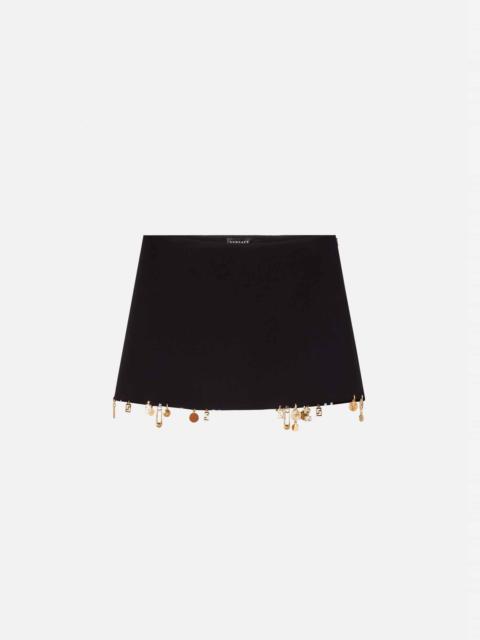 Charm-Embellished Satin Mini Skirt