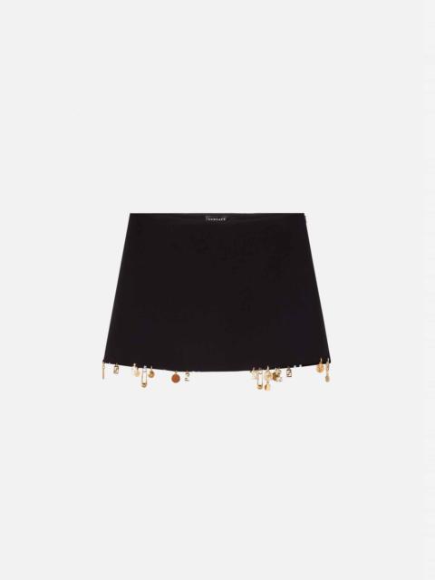 VERSACE Charm-Embellished Satin Mini Skirt