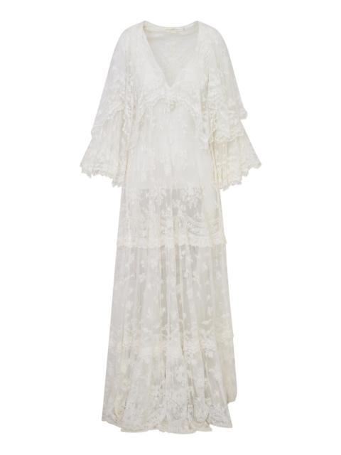 LoveShackFancy Roylan Sheer Maxi Dress white