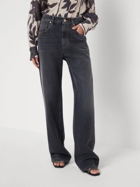 Brunello Cucinelli Authentic denim loose trousers with shiny tab