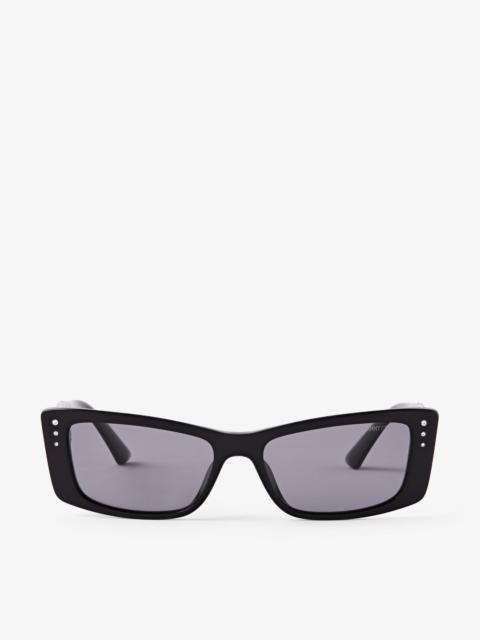 JIMMY CHOO Lexy
Black Rectangular Sunglasses with Crystals
