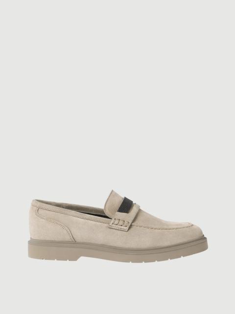 Brunello Cucinelli Suede penny loafers with monili