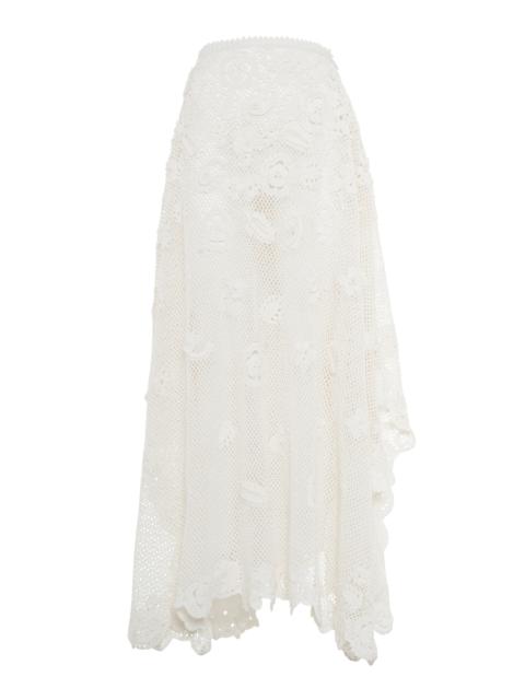 Ralph Lauren Crocheted Silk Maxi Skirt ivory