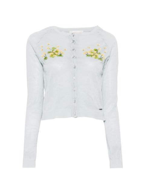 SHUSHU/TONG beaded floral knit cardigan