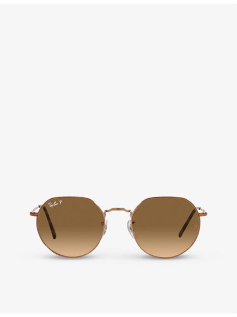 Ray-Ban RB3565 Jack hexagonal-frame gold-toned metal sunglasses