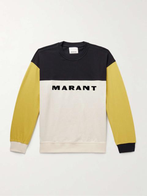 Isabel Marant Aftone Colour-Block Logo-Flocked Cotton-Piqué Sweatshirt