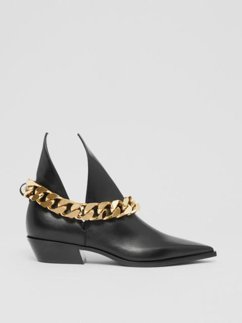 Burberry Chain Detail Leather Ankle Boots