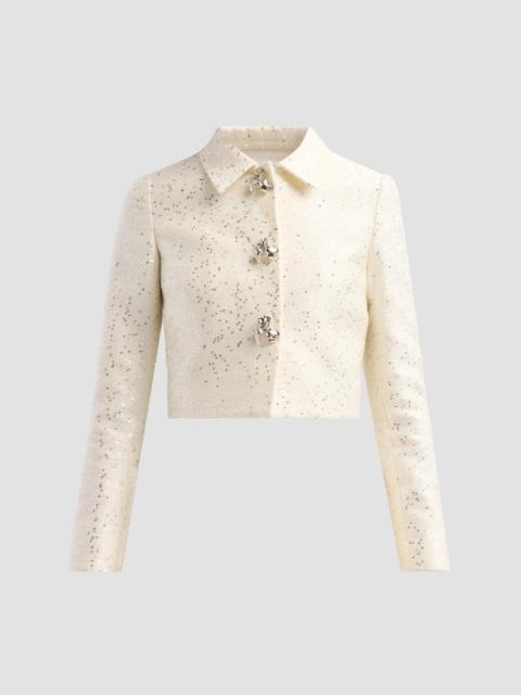 Oscar de la Renta Women's Sequin Tweed Short Jacket - Ivory