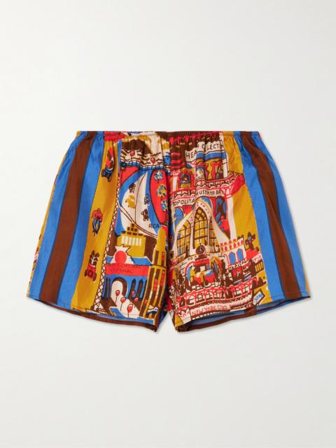 BODE Manhattan Island Printed Silk-twill Shorts
