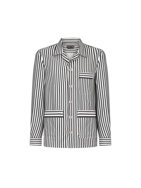 TOM FORD BATON STRIPE FLUID SILK PAJAMA SHIRT