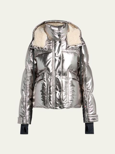 Moncler Grenoble Calaque Metallic Hooded Down Ski Jacket