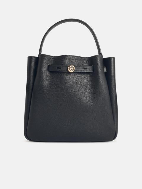 TORY BURCH SMALL 'ROMY' BUCKET BAG IN BLACK LEATHER