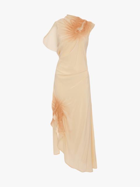 Victoria Beckham Smocked Dress In Sandstone