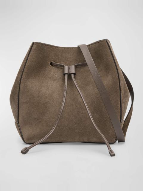 Small Geometric Suede Bucket Bag