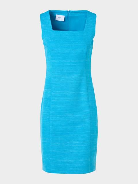 AKRIS Square-Neck Sleeveless Cotton Mini Sheath Dress