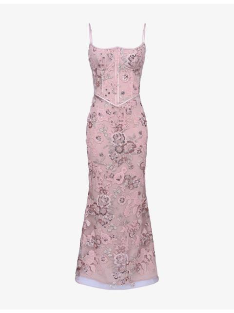 House of CB Naima Embellished Mesh Maxi Dress