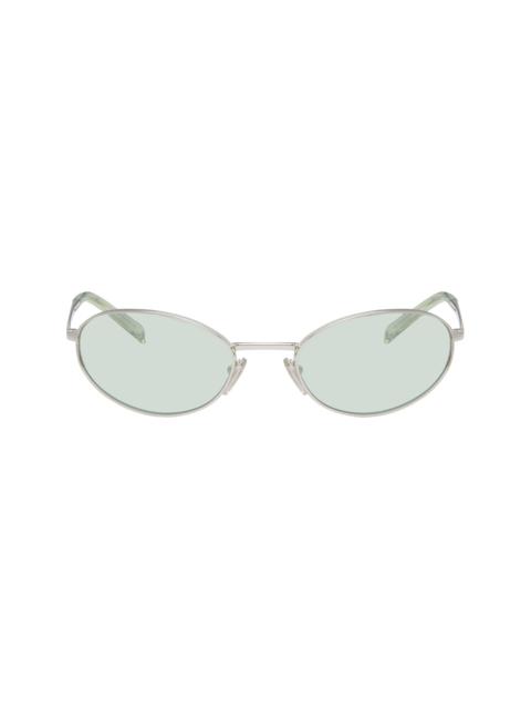 Prada Silver Metal Oval Sunglasses