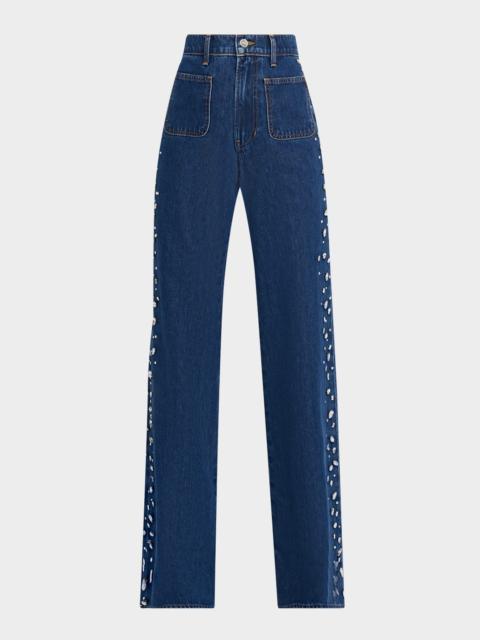 VERONICA BEARD Kasey Embellished Mid-Rise Jeans