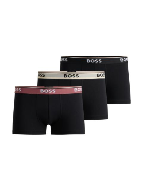 BOSS THREE-PACK OF STRETCH-COTTON TRUNKS WITH LOGO WAISTBANDS