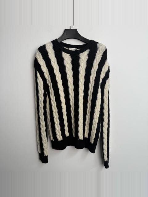 SAINT LAURENT Saint Laurent Black White Striped Wool Sweater