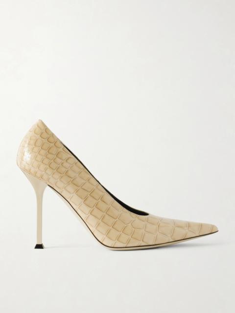 CHRISTEN Helix 95 Croc-effect Leather Pumps