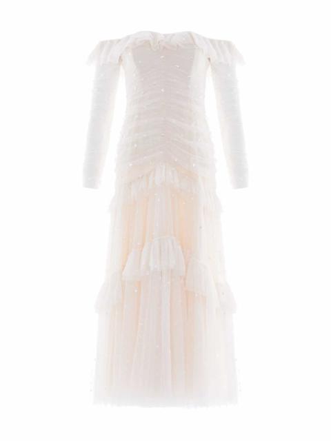 Needle & Thread Sequin Glimmer Rouched Off-Shoulder Gown