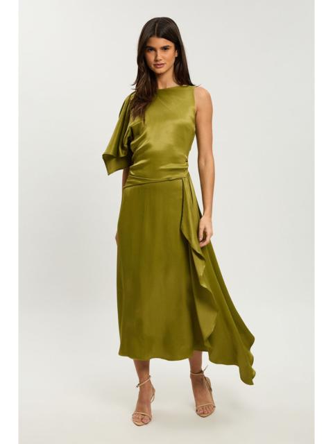 KAREN MILLEN Petite Viscose Drape Satin Midi Dress