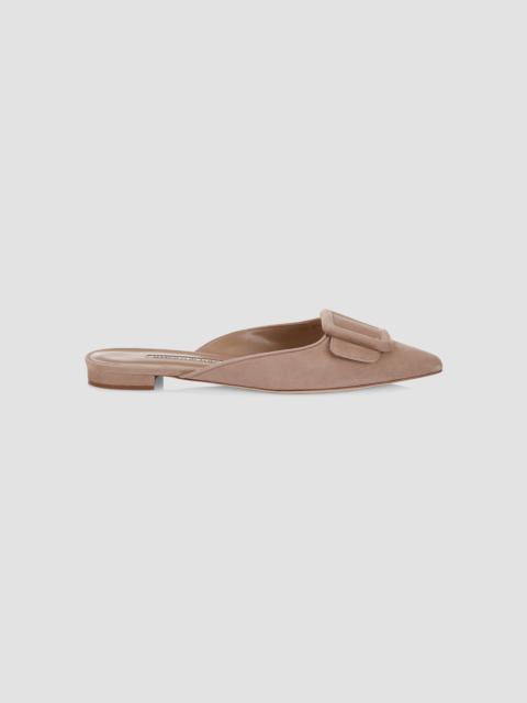 Manolo Blahnik Women's Maysale Suede Flats - Sand