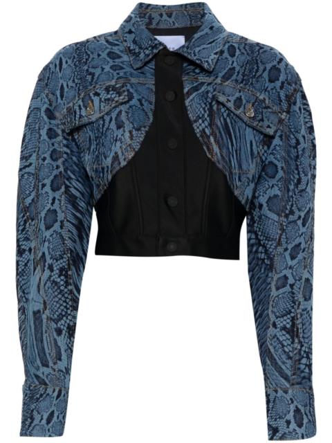 MUGLER snake-print panelled denim jacket
