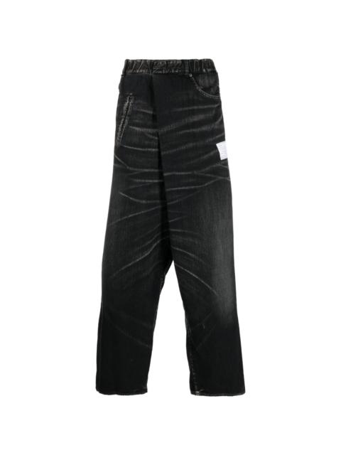 Maison MIHARAYASUHIRO off-centre whiskered wide-leg jeans