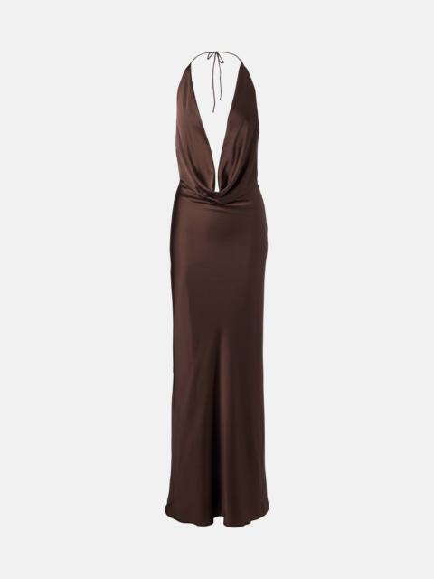 ROTATE Draped chiffon maxi dress