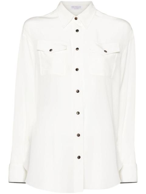 chest-pockets silk shirt